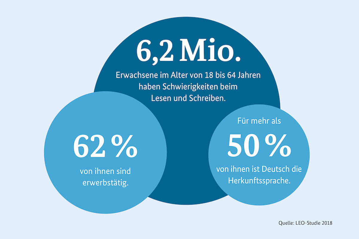 6,5 Millionen Menschen in Deutschland können nicht richtig lesen und schreiben – Verteilung nach Herkunftssprache und Erwerbsstatus